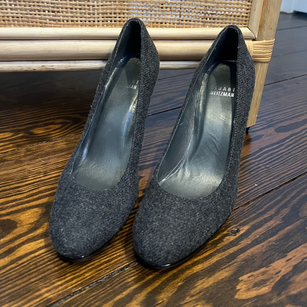 Stuart Weitzman Gray Felt Fabric Stiletto Heels Shoes Size 7 M